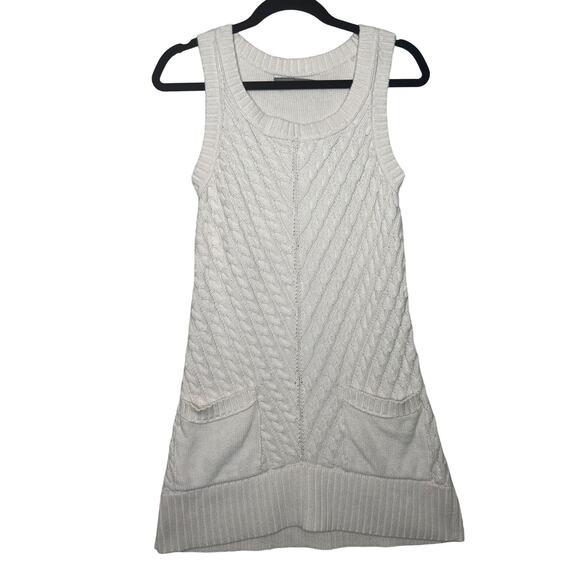 Rubbish Medium Ivory Cable Knit Sleeveless Dress Pockets Tank Style Tunic - Picture 1 of 7